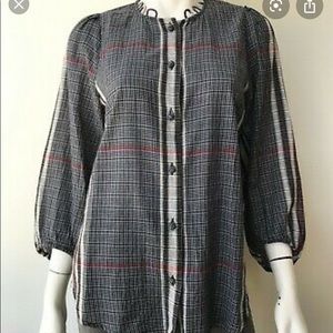 Apiece Apart plaid peasant top